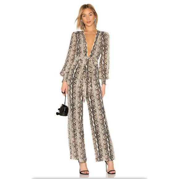 SOLD LPA ‘70s-style python-print Jumpsuit 655 NWOT - Picture 3 of 8